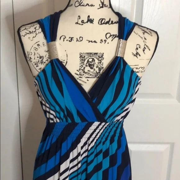 CHICOS Deep V Print Maxi Dress Chicos Size 2 - Picture 5 of 14